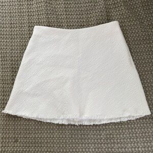 Zara White A-Line Fringe Skirt